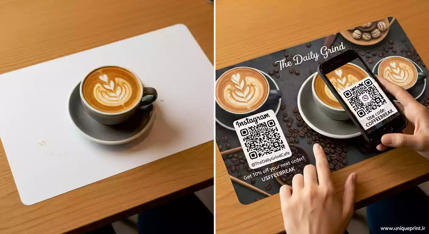 چاپ زیر بشقابی کافه رستوران