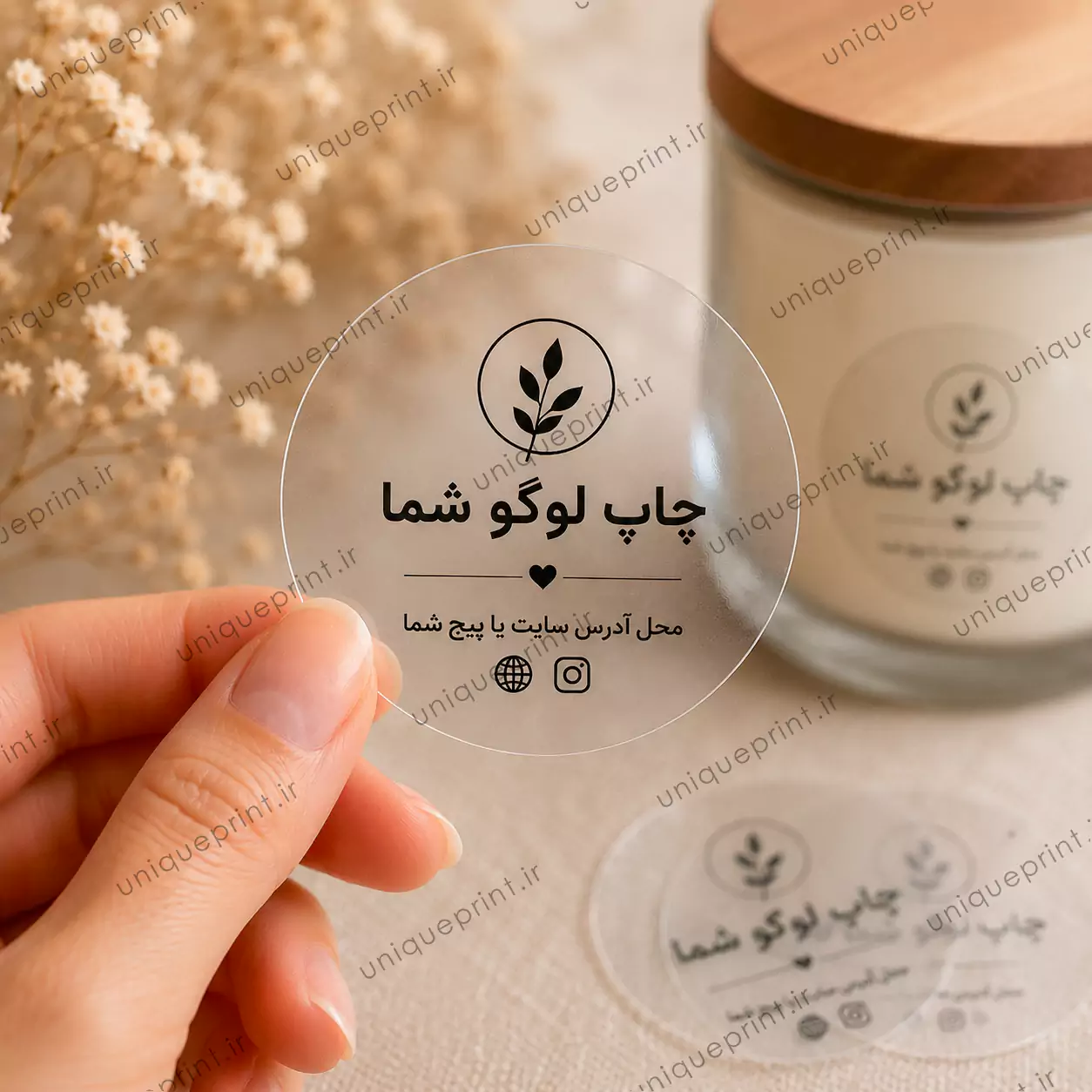 چاپ لوگو روی لیبل شیشه ای